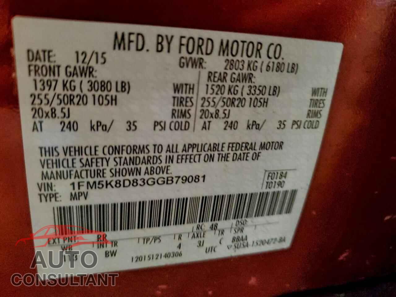 FORD EXPLORER 2016 - 1FM5K8D83GGB79081