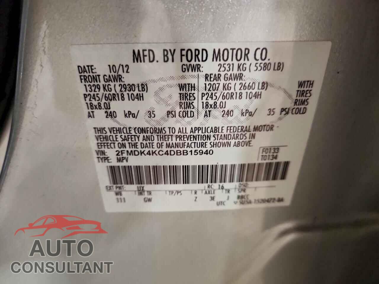 FORD EDGE 2013 - 2FMDK4KC4DBB15940
