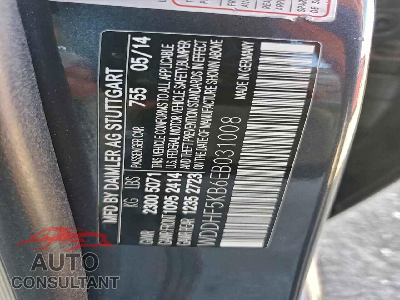 MERCEDES-BENZ E-CLASS 2014 - WDDHF5KB6EB031008