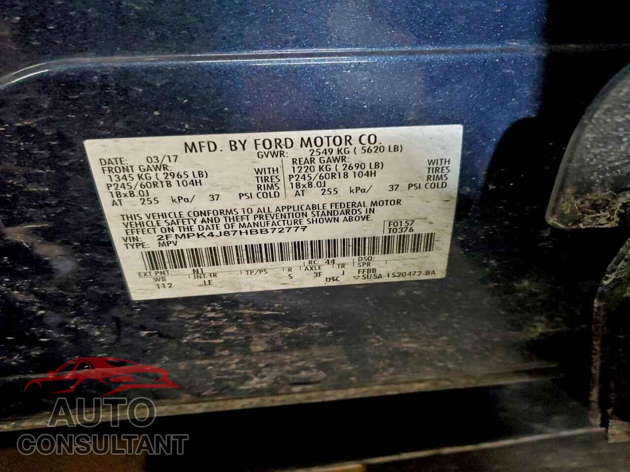 FORD EDGE 2017 - 2FMPK4J87HBB72777