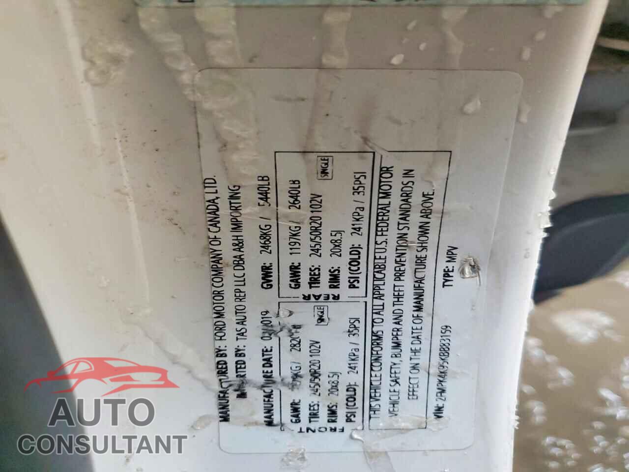 FORD EDGE 2019 - 2FMPK4K95KBB83159