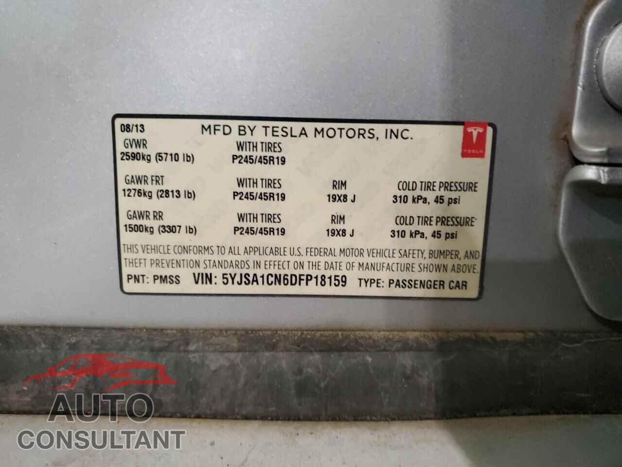 TESLA MODEL S 2013 - 5YJSA1CN6DFP18159