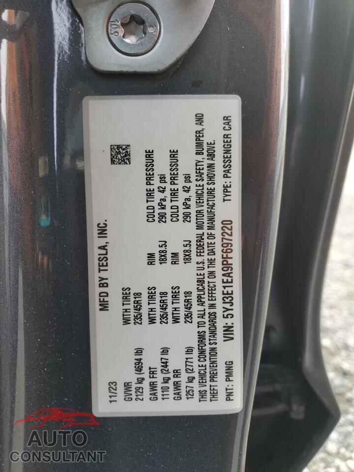 TESLA MODEL 3 2023 - 5YJ3E1EA9PF697220