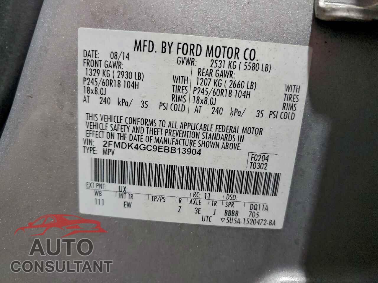 FORD EDGE 2014 - 2FMDK4GC9EBB13904
