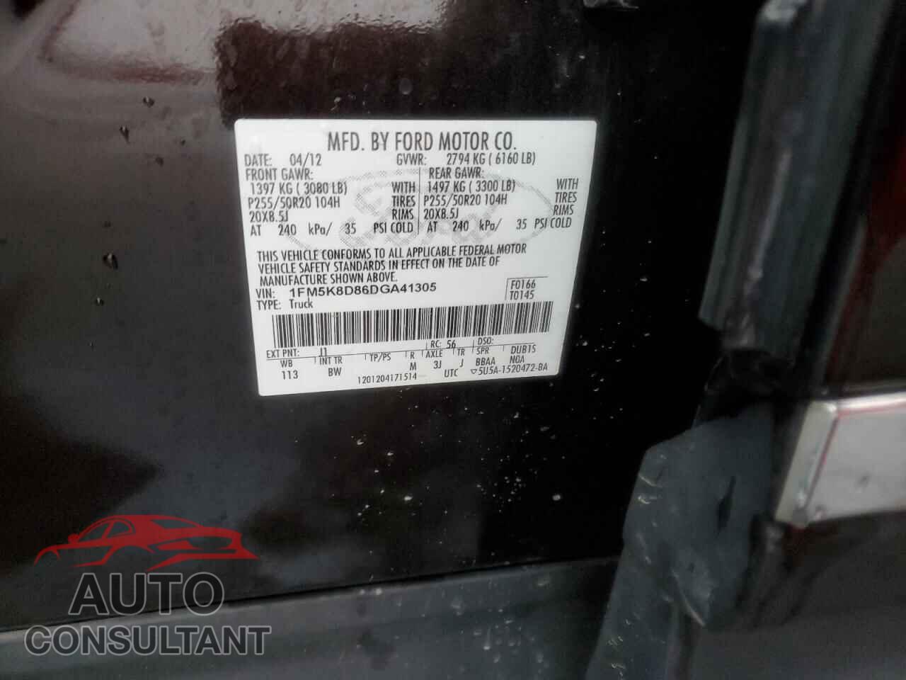 FORD EXPLORER 2013 - 1FM5K8D86DGA41305