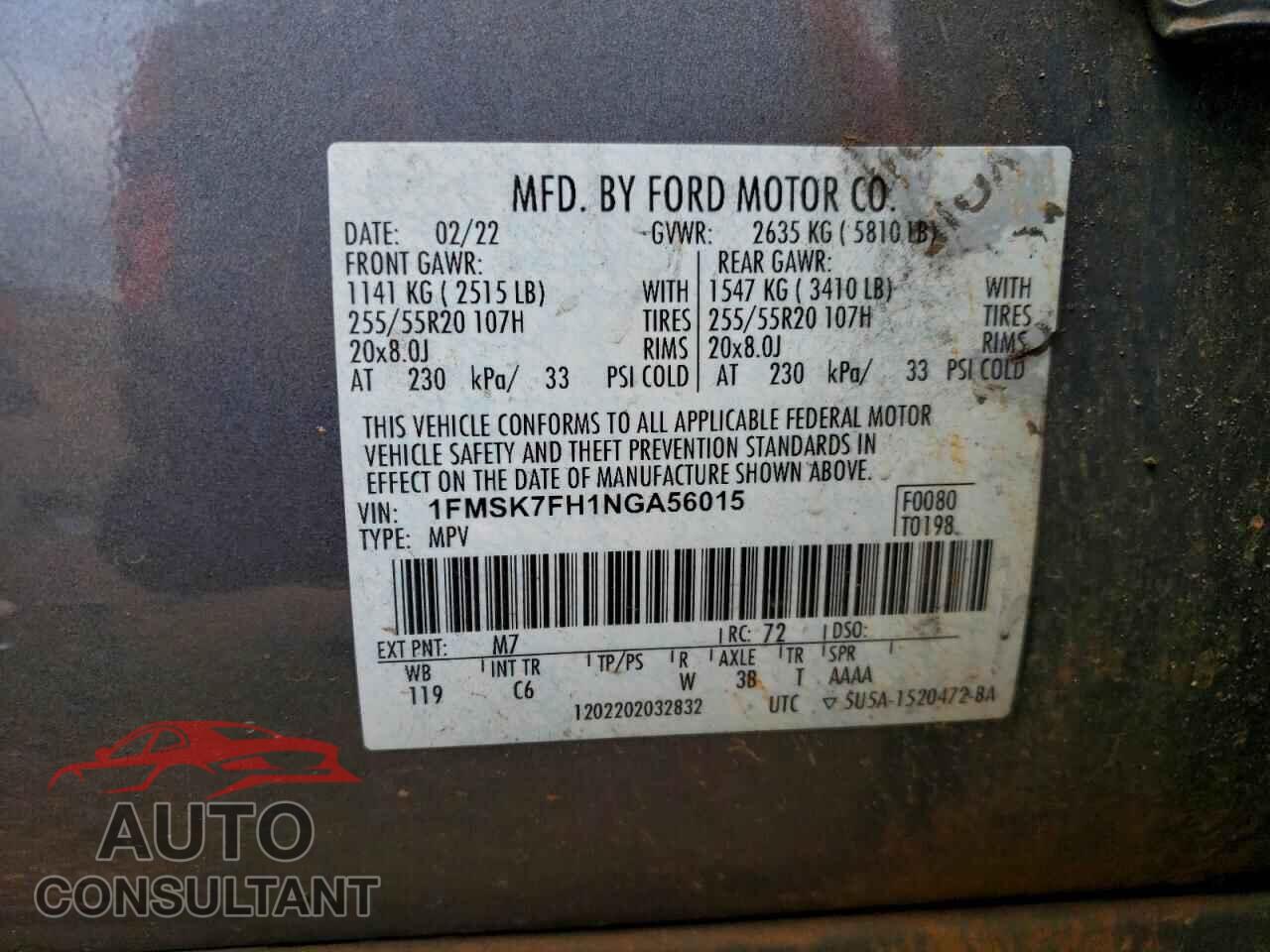 FORD EXPLORER 2022 - 1FMSK7FH1NGA56015