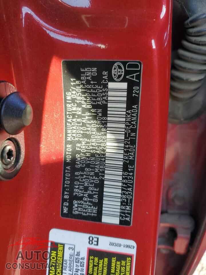 TOYOTA COROLLA 2011 - 2T1BU4EE2BC618518