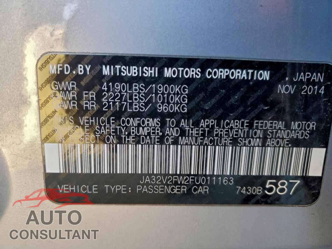 MITSUBISHI LANCER 2015 - JA32V2FW2FU011163