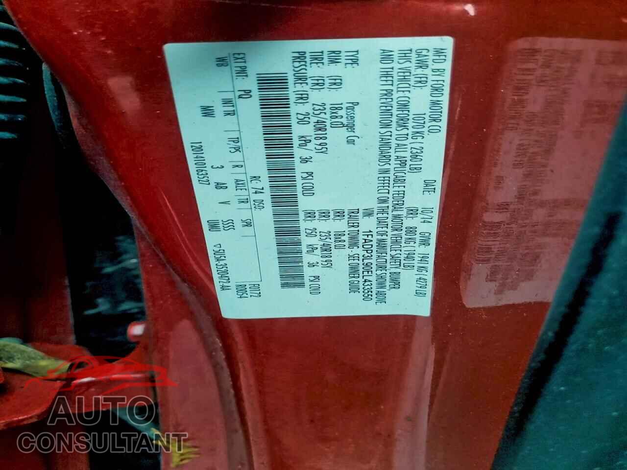 FORD FOCUS 2014 - 1FADP3L90EL433550