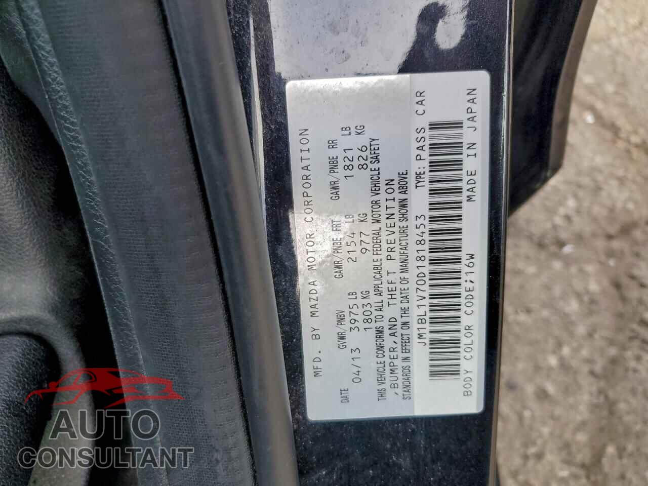 MAZDA 3 2013 - JM1BL1V70D1818453