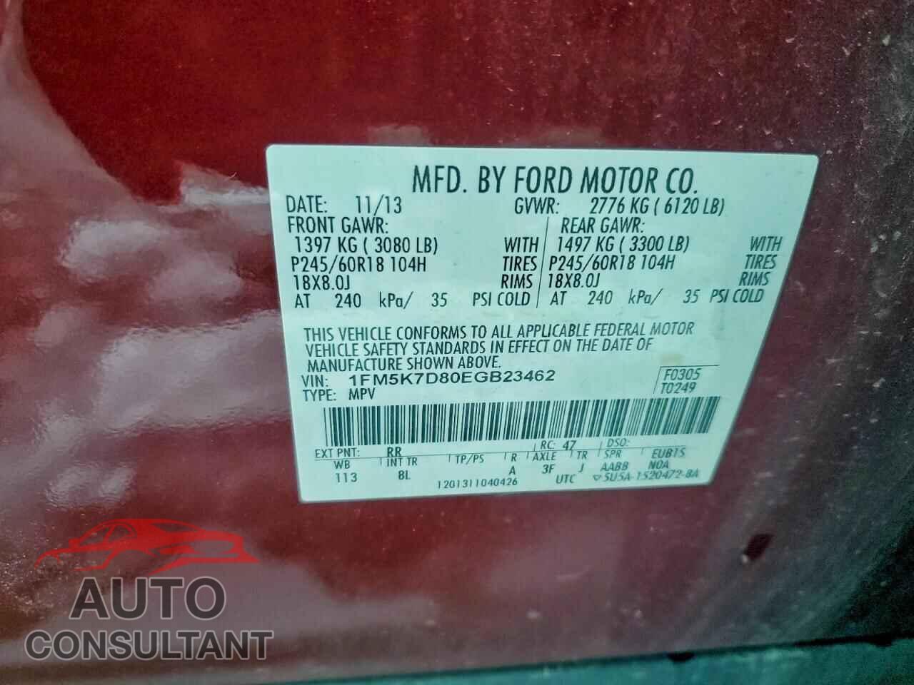 FORD EXPLORER 2014 - 1FM5K7D80EGB23462