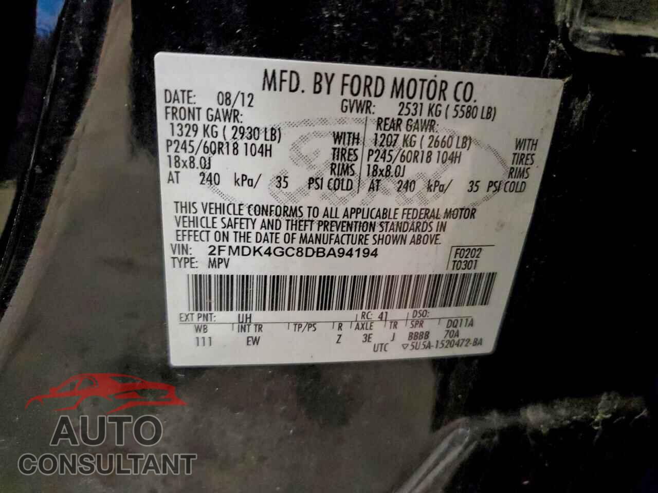 FORD EDGE 2013 - 2FMDK4GC8DBA94194