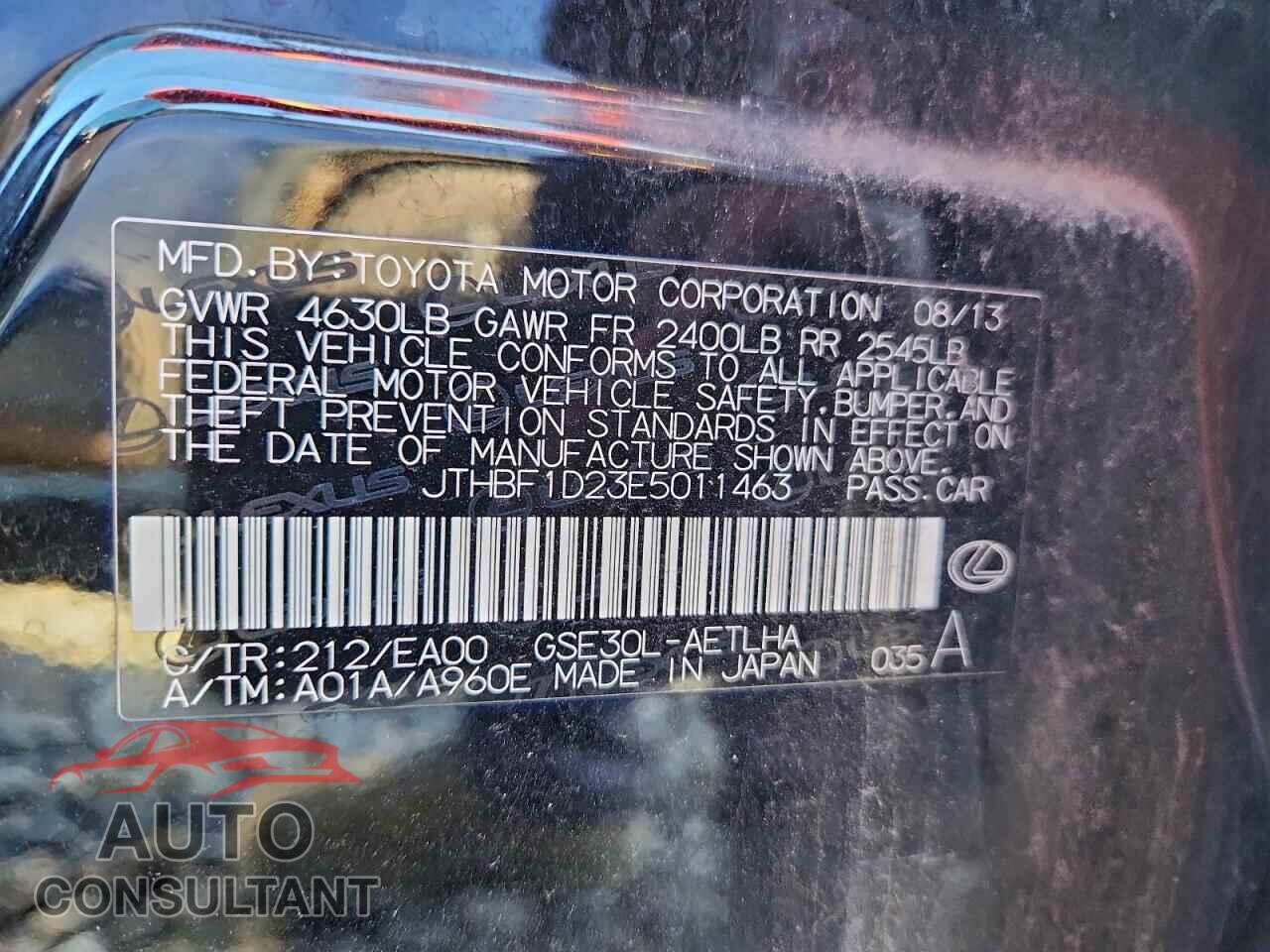 LEXUS IS 2014 - JTHBF1D23E5011463