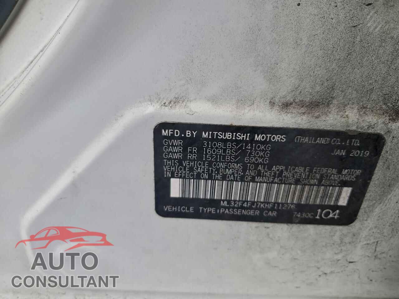 MITSUBISHI MIRAGE 2019 - ML32F4FJ7KHF11276