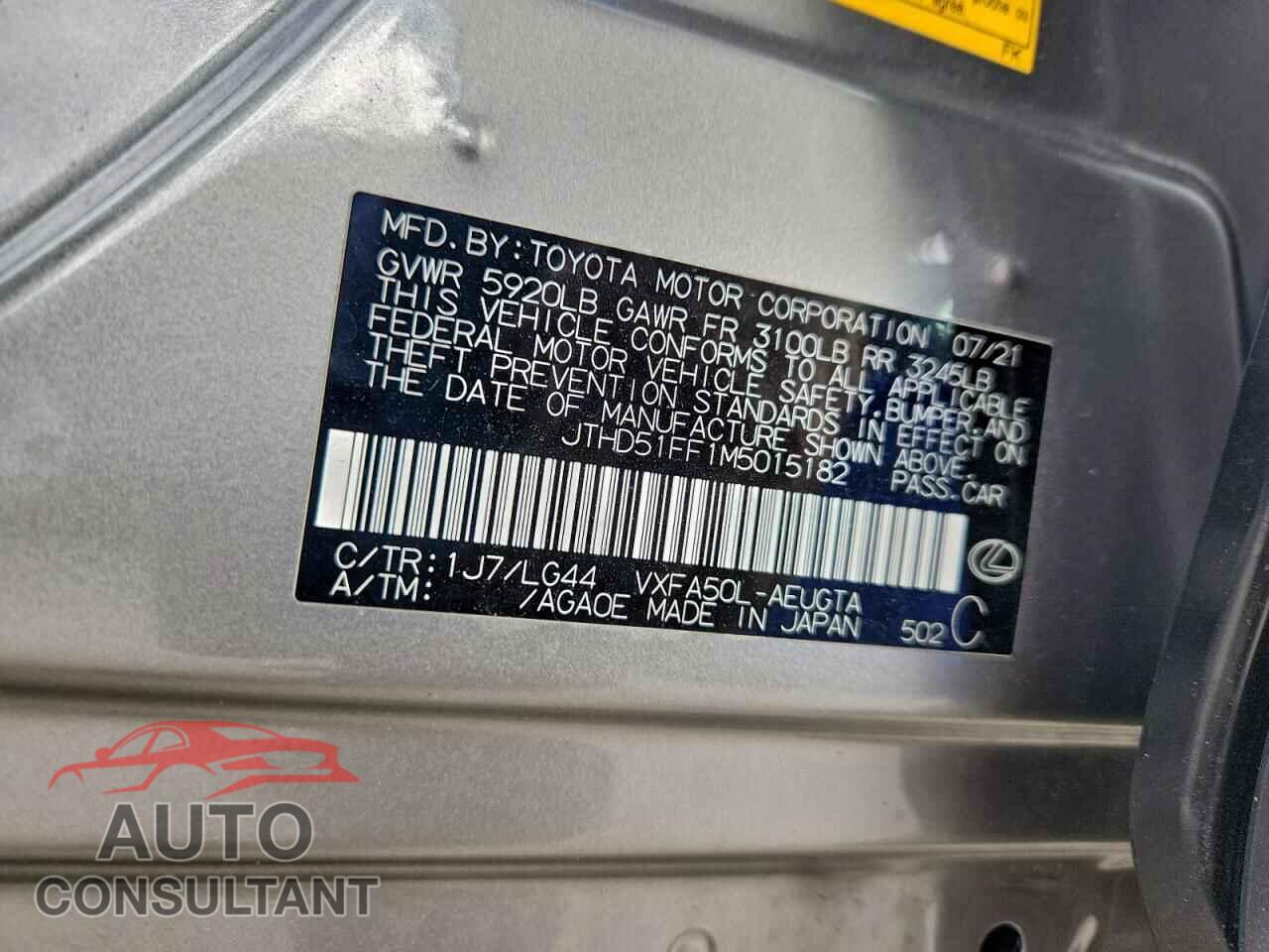 LEXUS LS500 2021 - JTHD51FF1M5015182