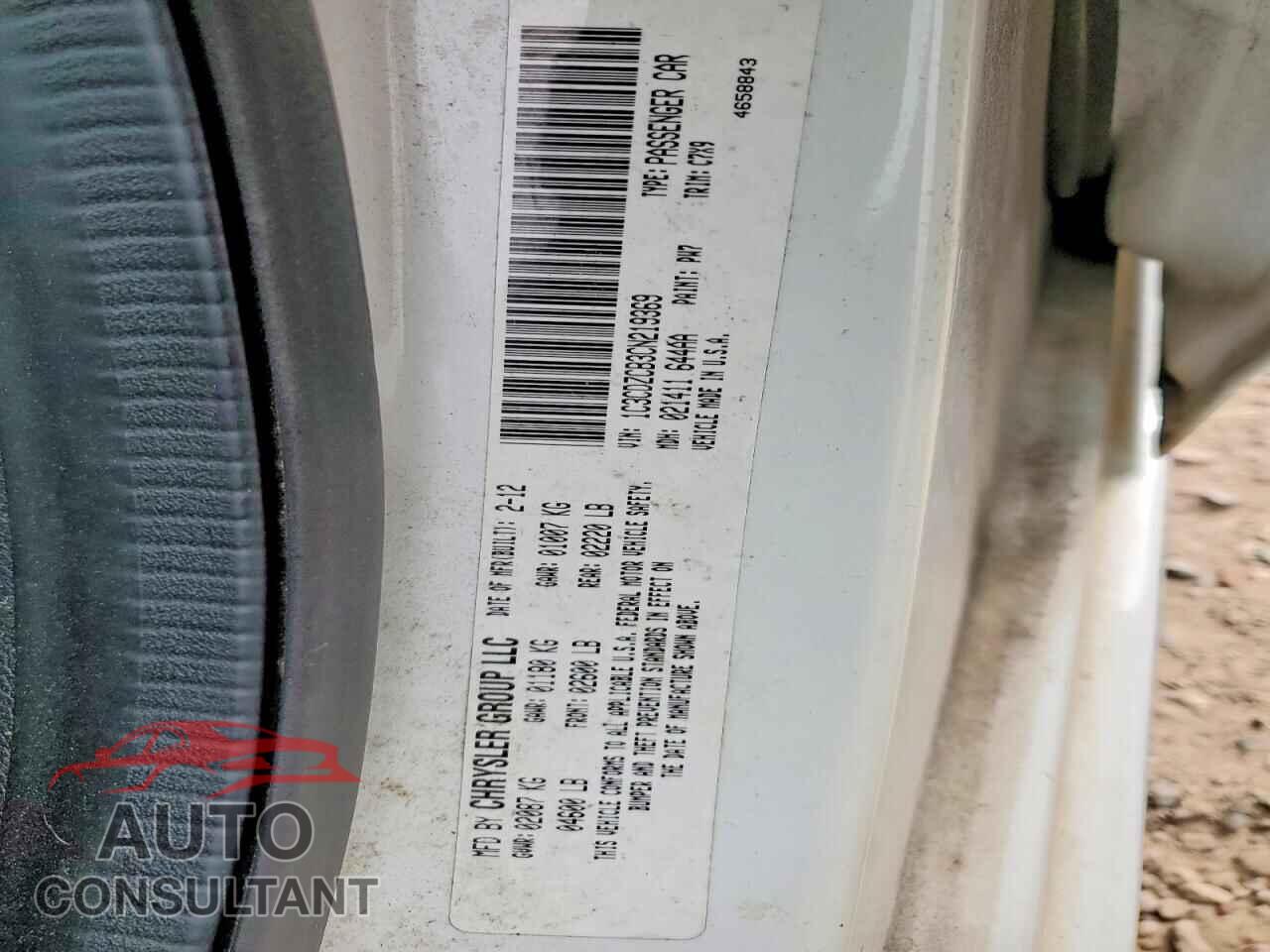 DODGE AVENGER 2012 - 1C3CDZCB3CN219369
