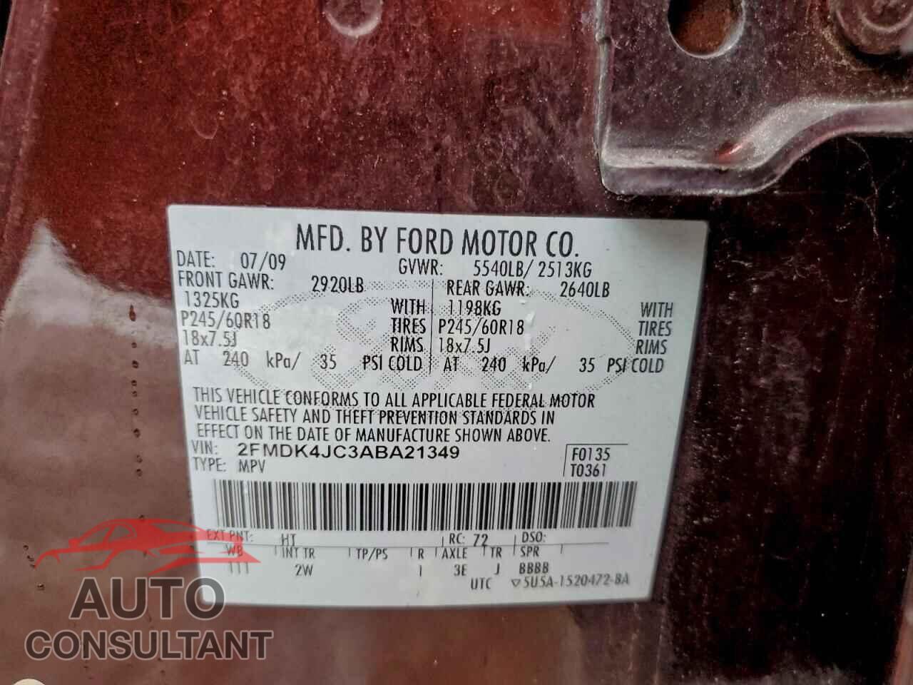 FORD EDGE 2010 - 2FMDK4JC3ABA21349