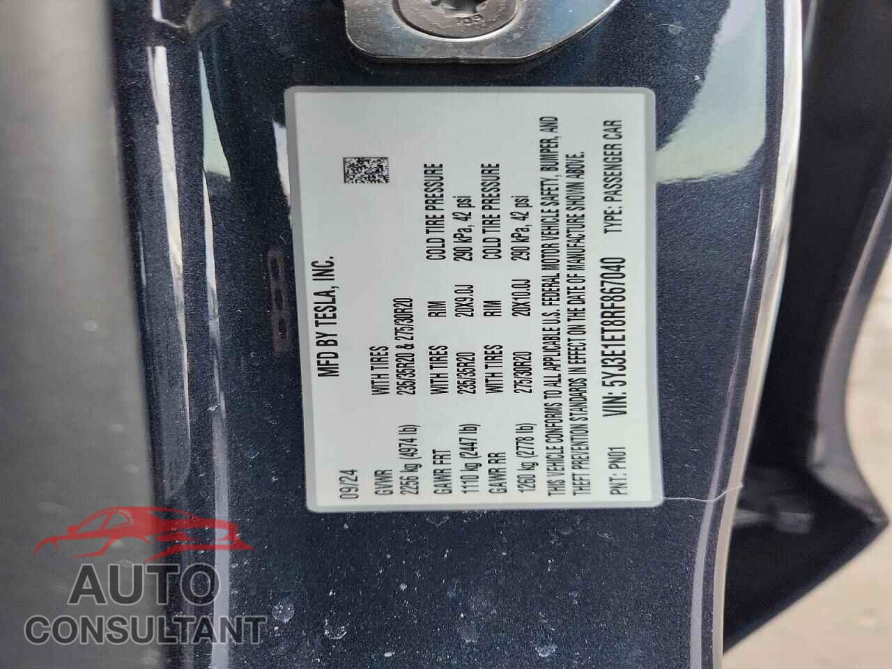 TESLA MODEL 3 2024 - 5YJ3E1ET8RF867040
