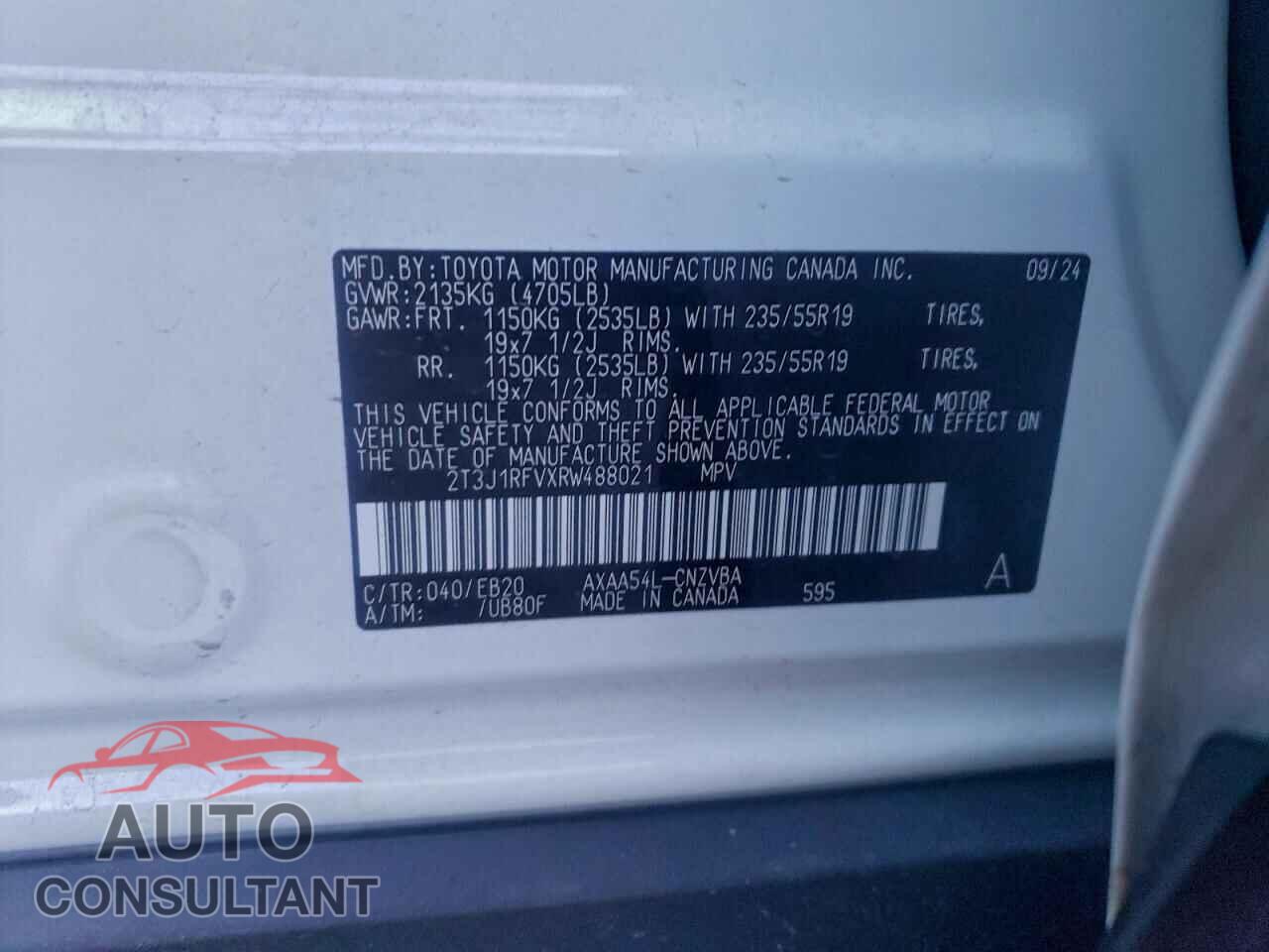 TOYOTA RAV4 2024 - 2T3J1RFVXRW488021