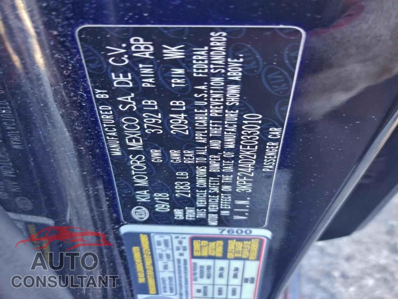 KIA FORTE 2019 - 3KPF24AD2KE033010