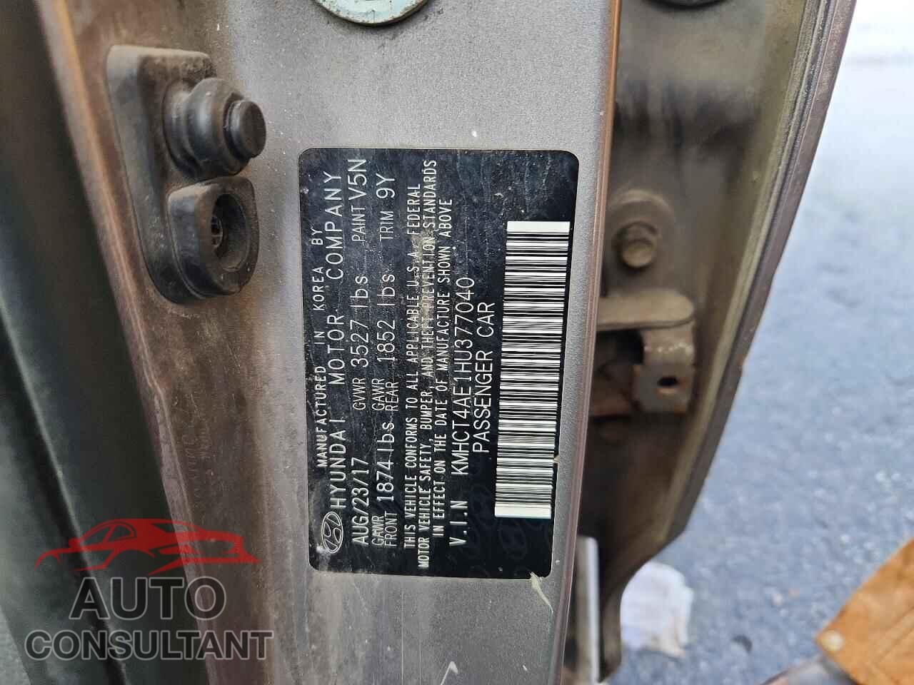 HYUNDAI ACCENT 2017 - KMHCT4AE1HU377040