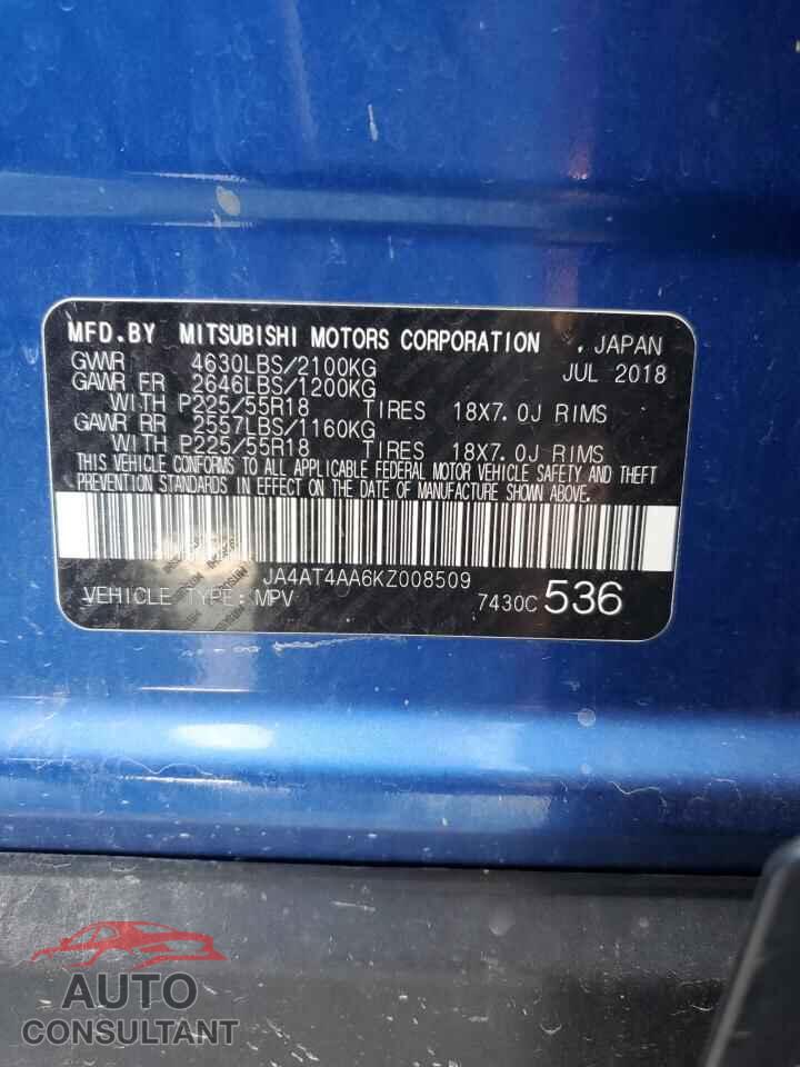 MITSUBISHI ECLIPSE 2019 - JA4AT4AA6KZ008509