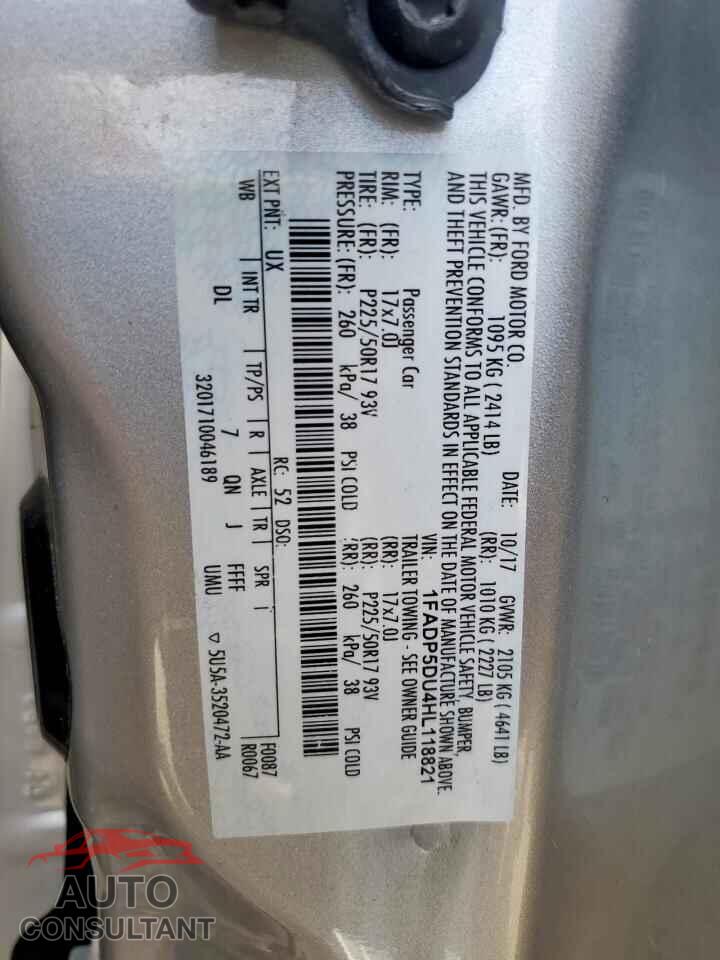 FORD CMAX 2017 - 1FADP5DU4HL118821