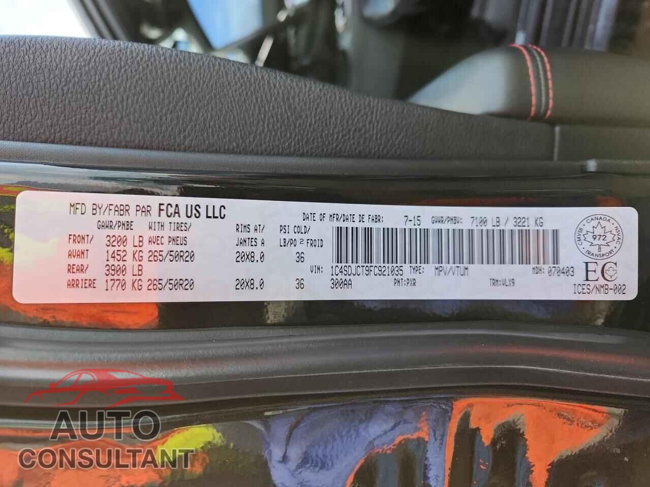 DODGE DURANGO 2015 - 1C4SDJCT9FC921035