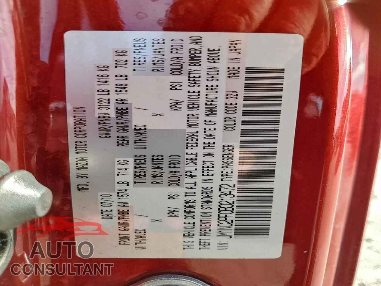 MAZDA MX5 2011 - JM1NC2PF0B0213472