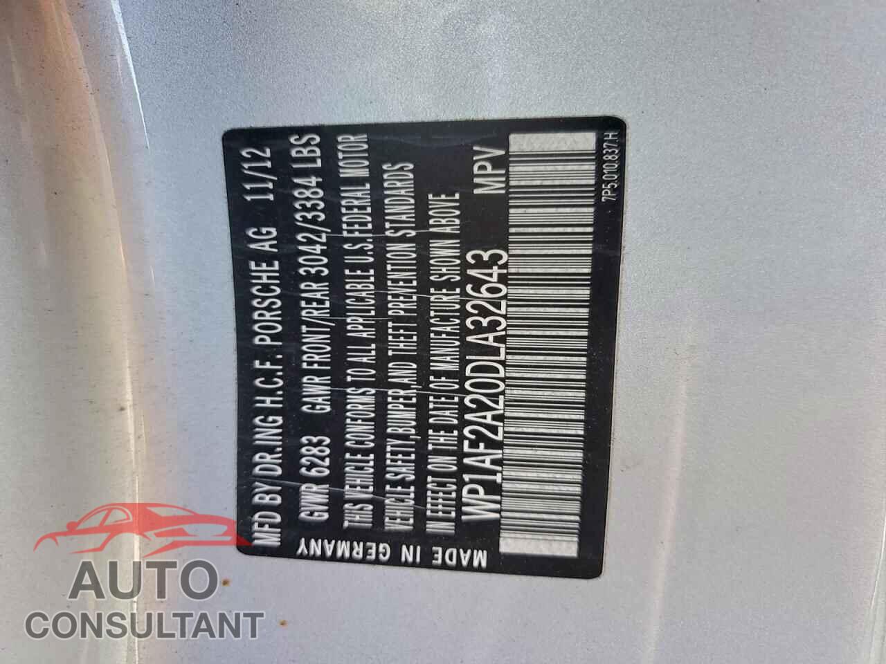 PORSCHE CAYENNE 2013 - WP1AF2A20DLA32643
