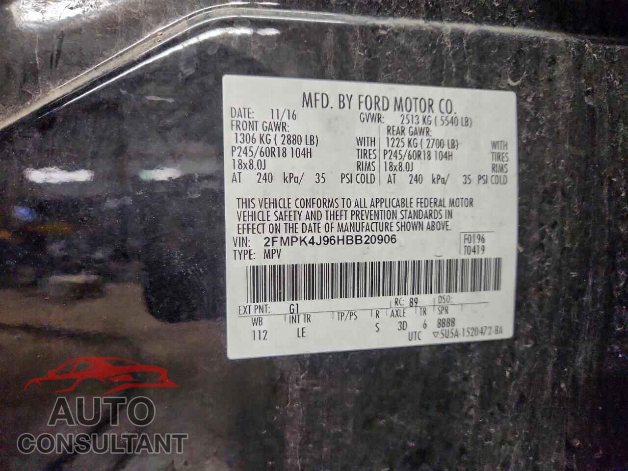 FORD EDGE 2017 - 2FMPK4J96HBB20906