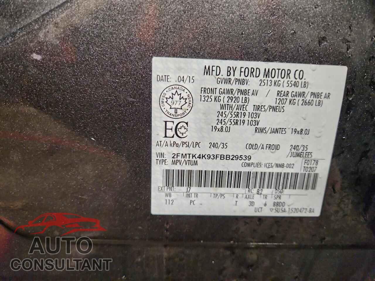 FORD EDGE 2015 - 2FMTK4K93FBB29539