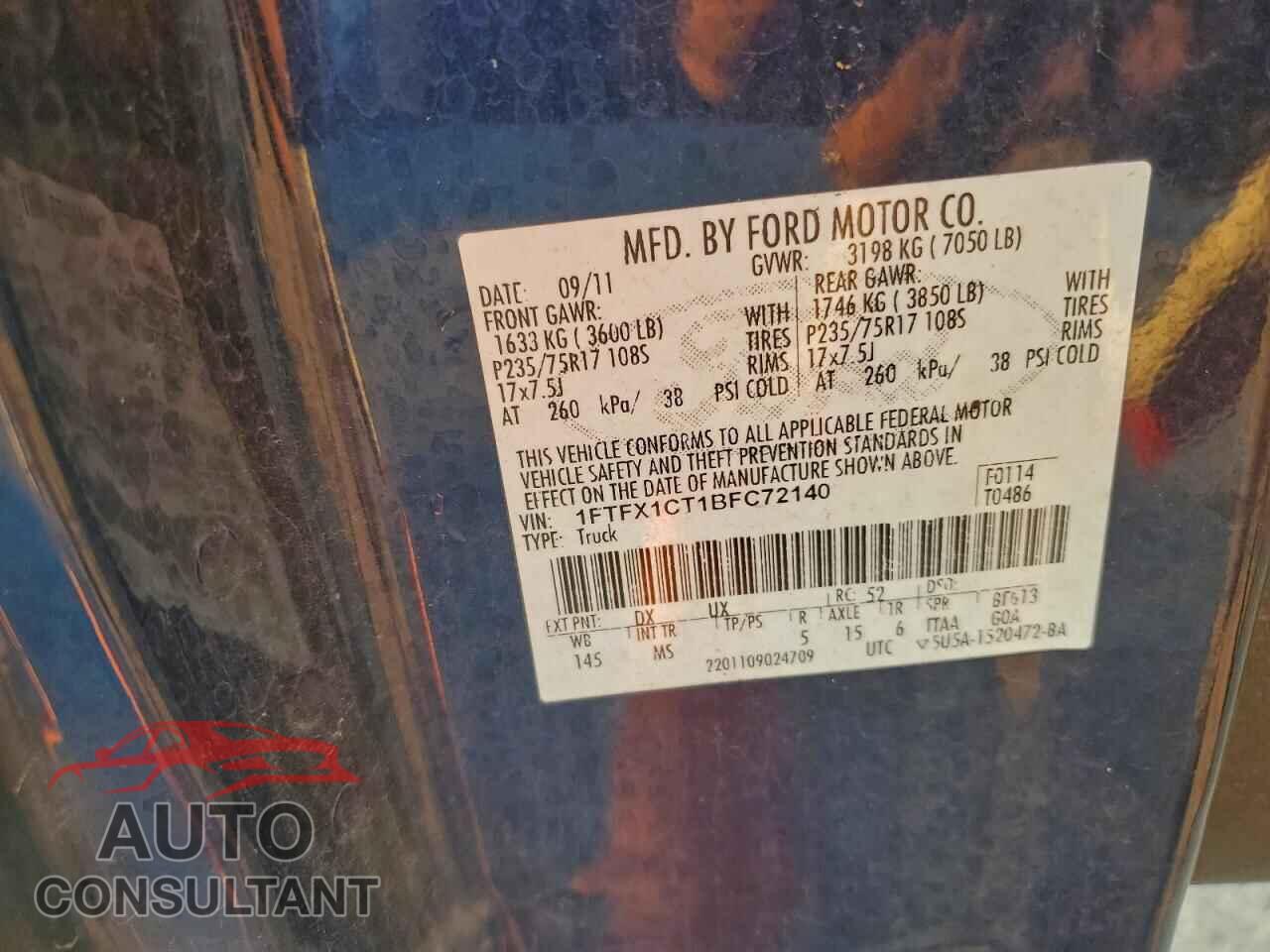 FORD F-150 2011 - 1FTFX1CT1BFC72140