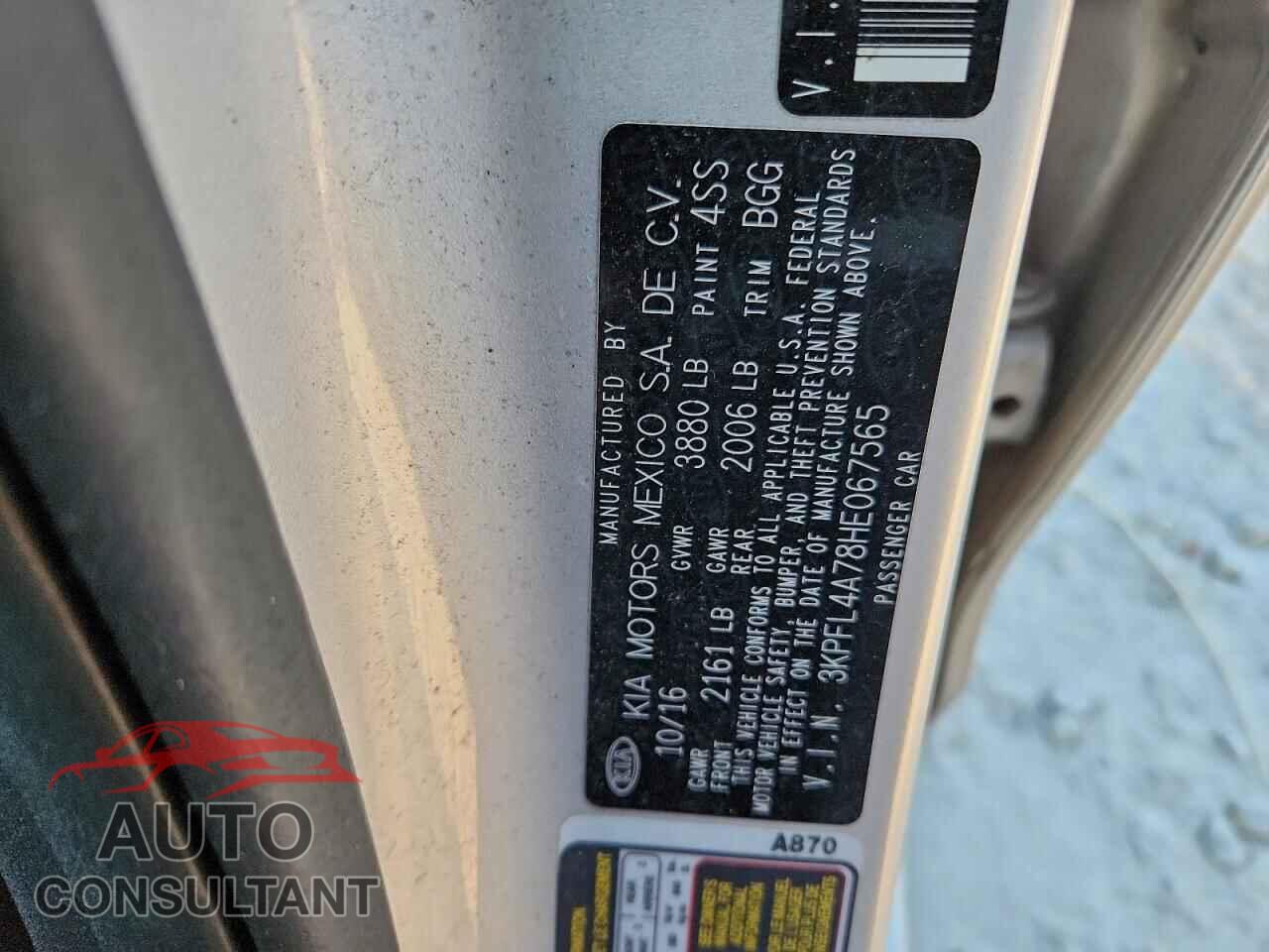KIA FORTE 2017 - 3KPFL4A78HE067565
