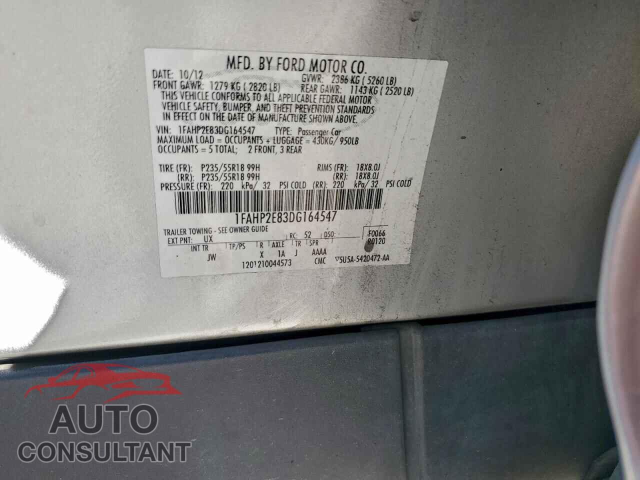 FORD TAURUS 2013 - 1FAHP2E83DG164547