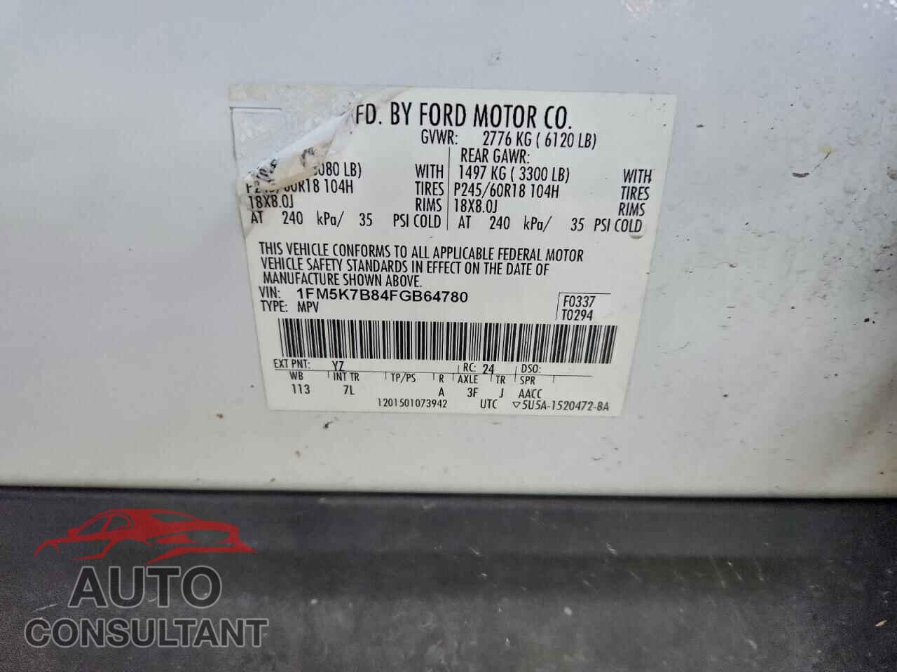 FORD EXPLORER 2015 - 1FM5K7B84FGB64780