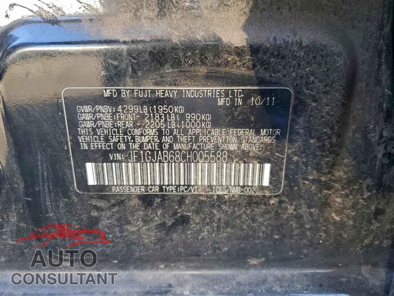 SUBARU IMPREZA 2012 - JF1GJAB68CH005588