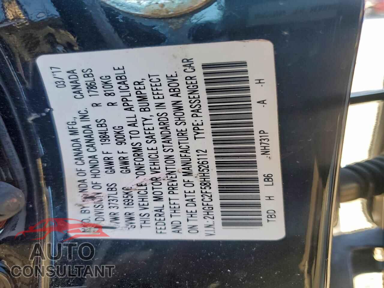 HONDA CIVIC 2017 - 2HGFC2F58HH526112