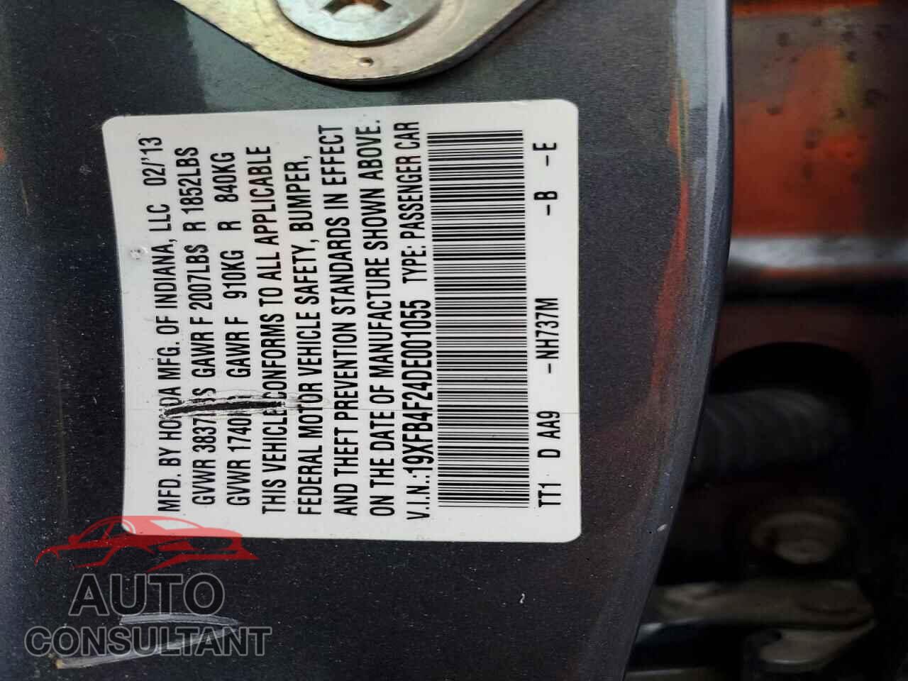 HONDA CIVIC 2013 - 19XFB4F24DE001055