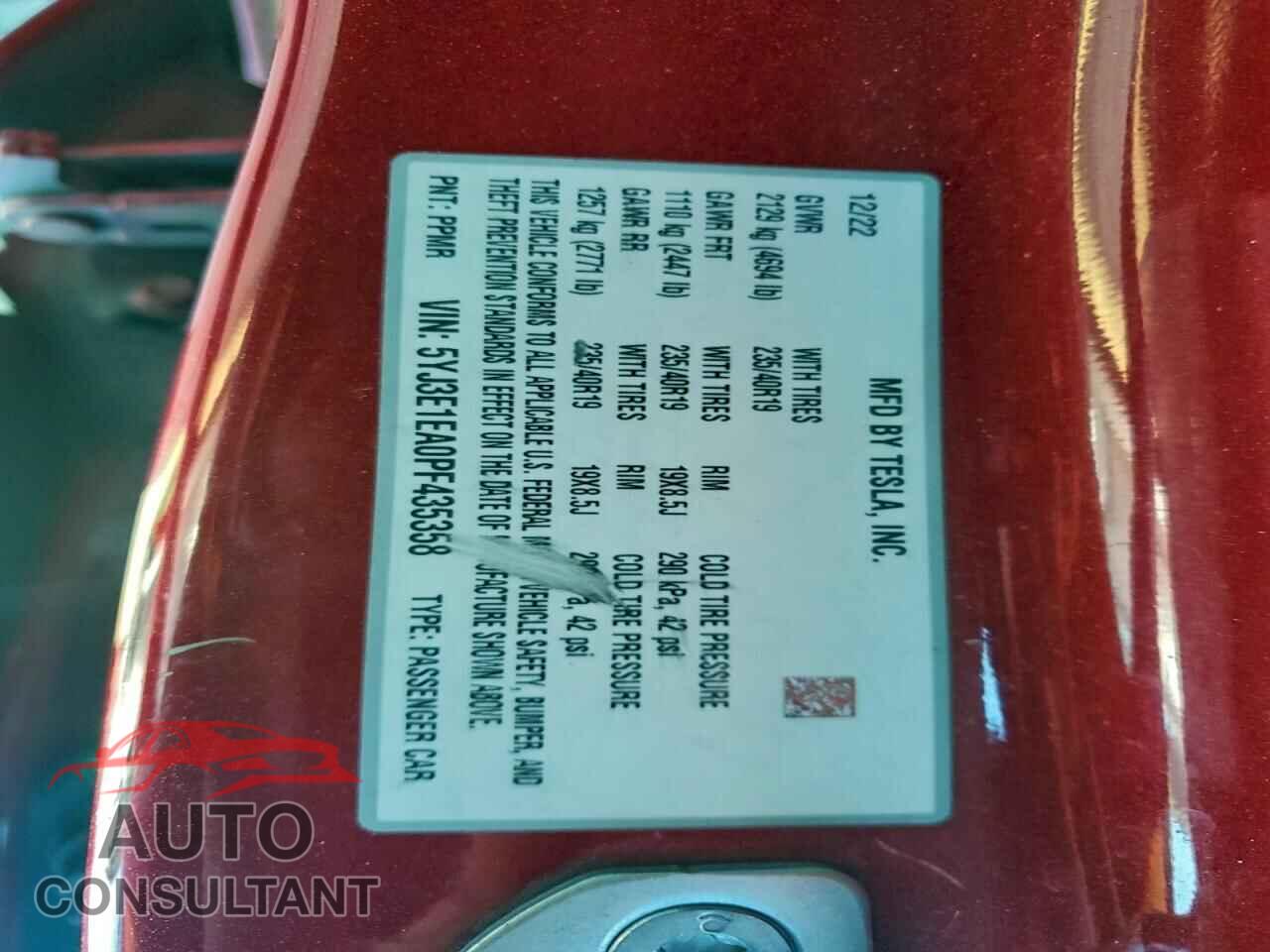 TESLA MODEL 3 2023 - 5YJ3E1EA0PF435358