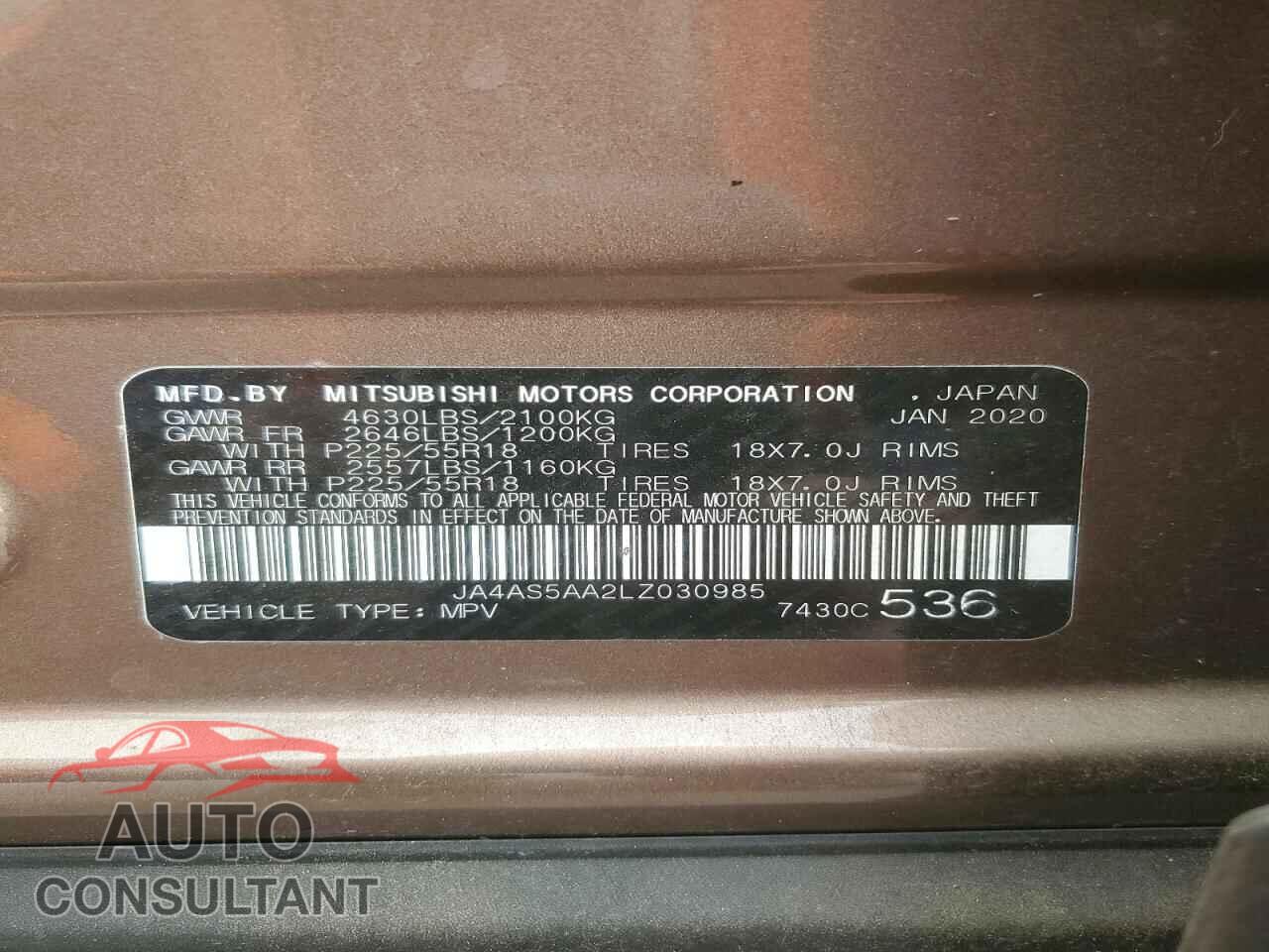 MITSUBISHI ECLIPSE 2020 - JA4AS5AA2LZ030985