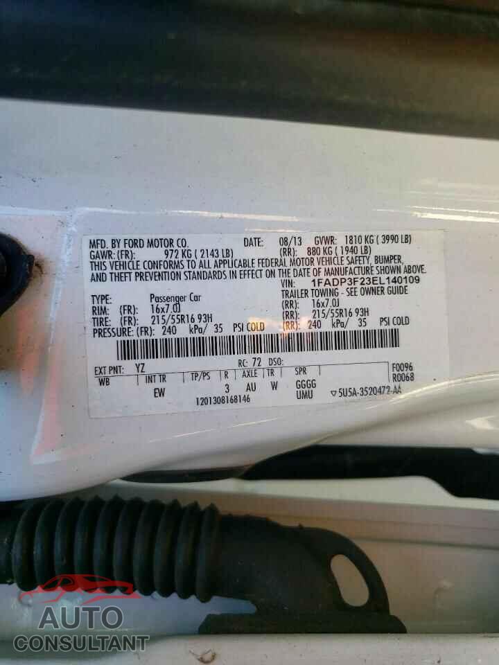 FORD FOCUS 2014 - 1FADP3F23EL140109