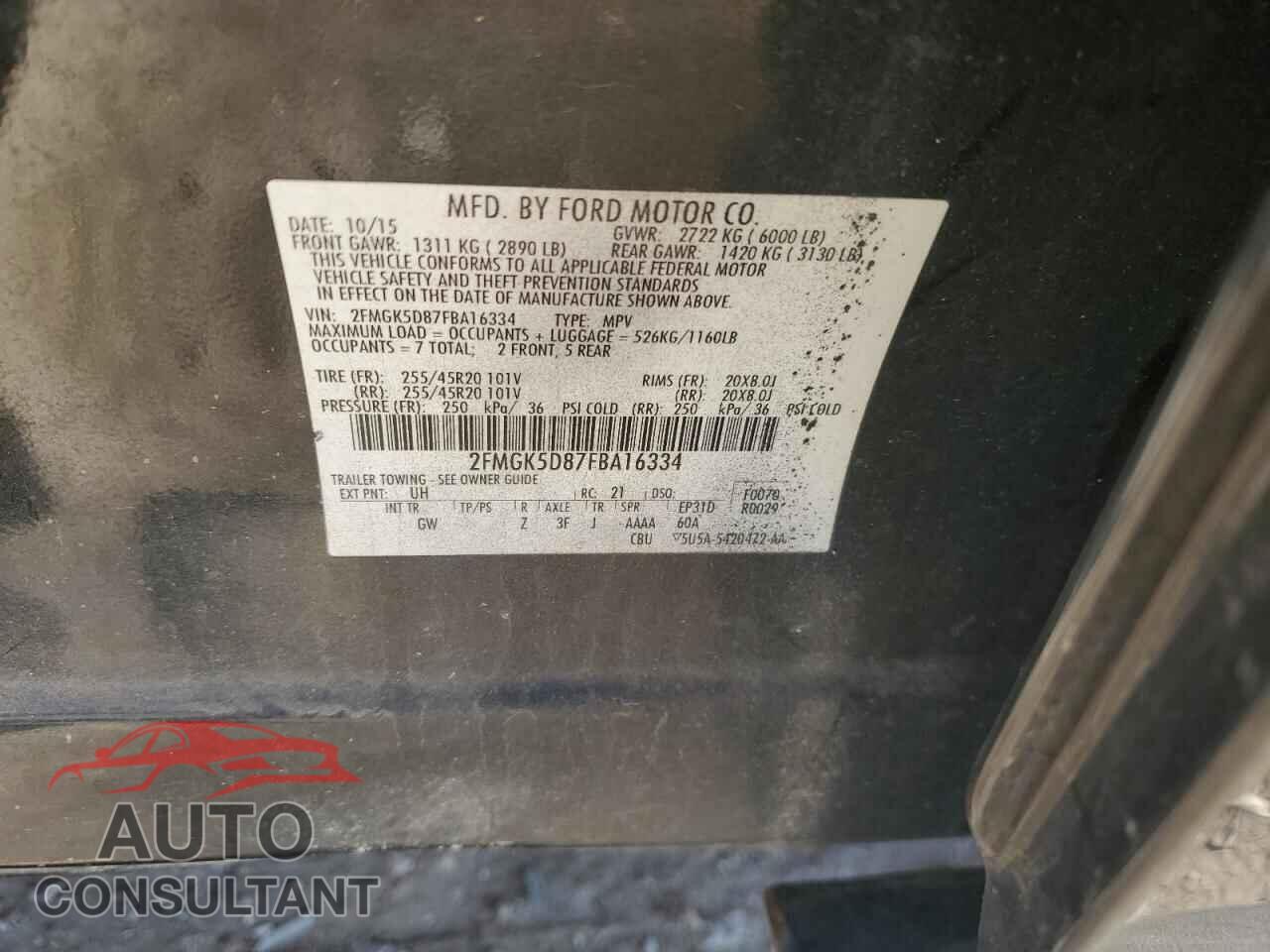 FORD FLEX 2015 - 2FMGK5D87FBA16334