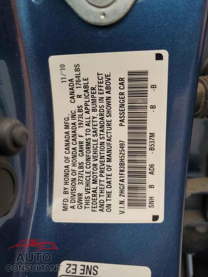 HONDA CIVIC 2011 - 2HGFA1F83BH525497