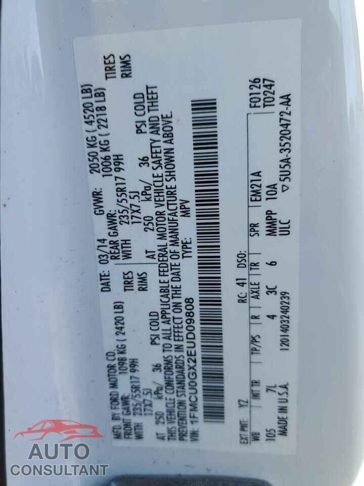 FORD ESCAPE 2014 - 1FMCU0GX2EUD09808