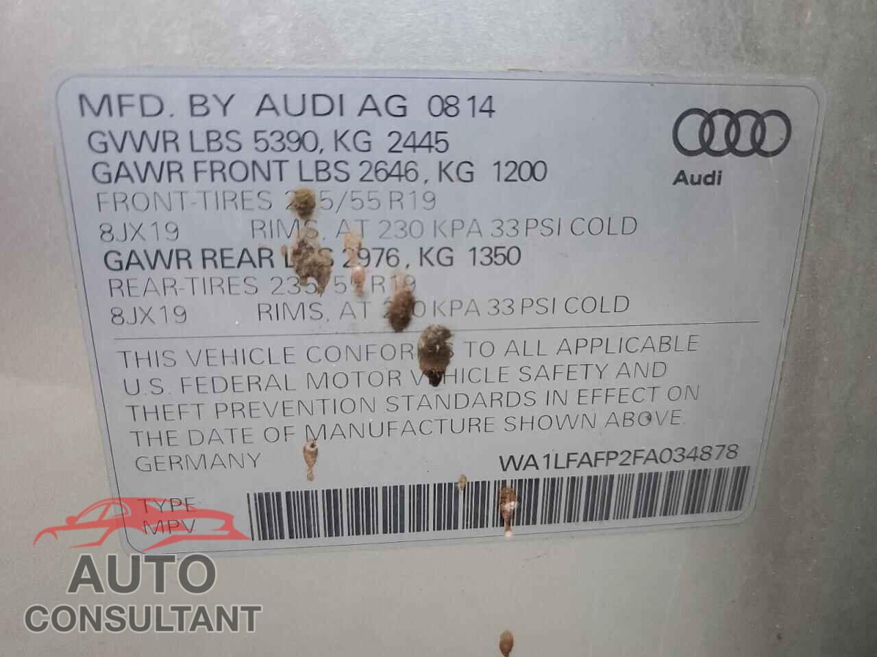 AUDI Q5 2015 - WA1LFAFP2FA034878