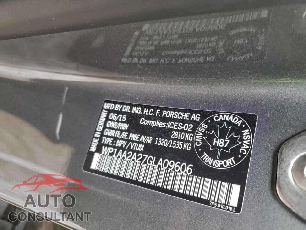 PORSCHE CAYENNE 2016 - WP1AA2A27GLA09606