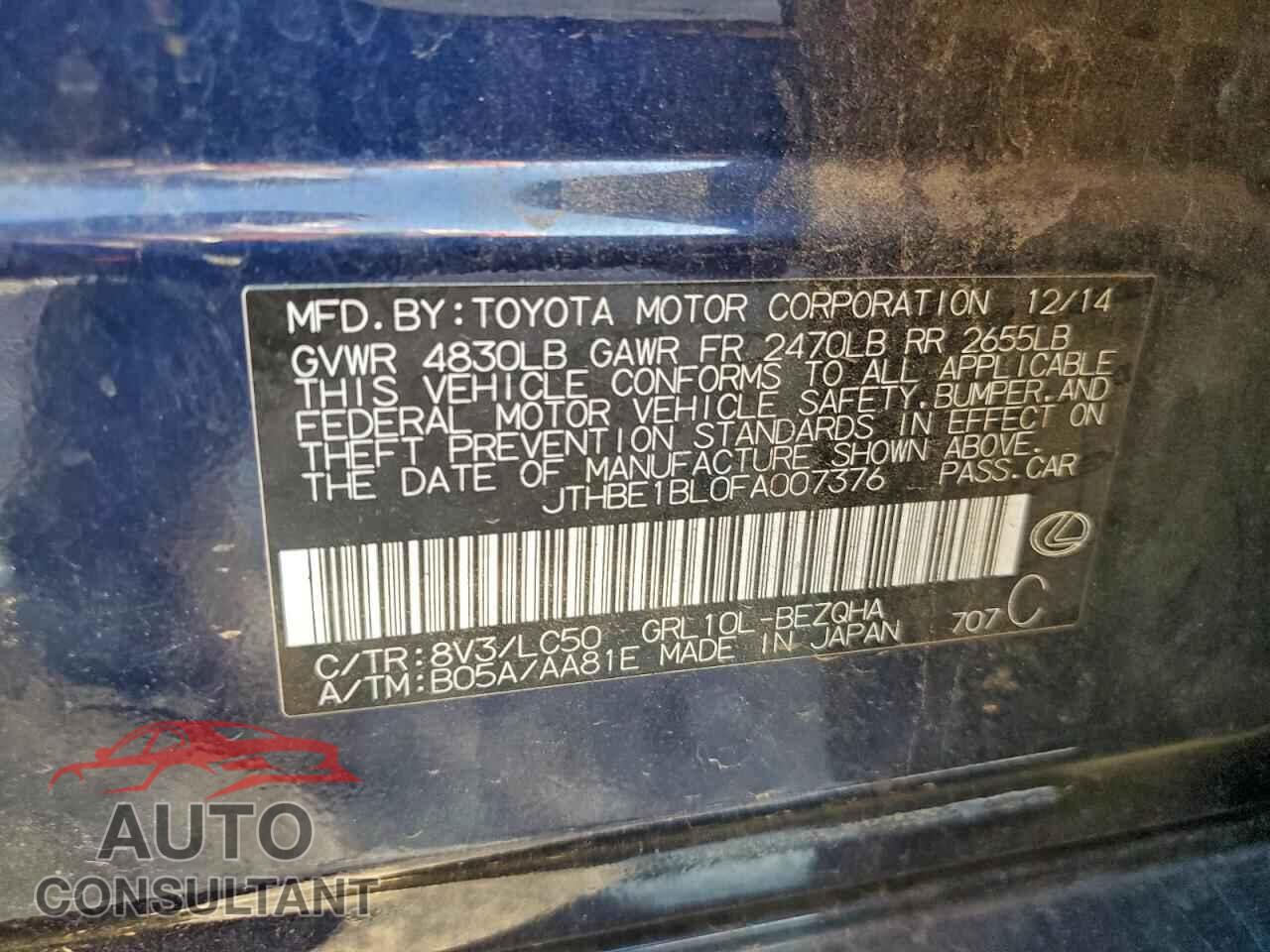 LEXUS GS350 2015 - JTHBE1BL0FA007376