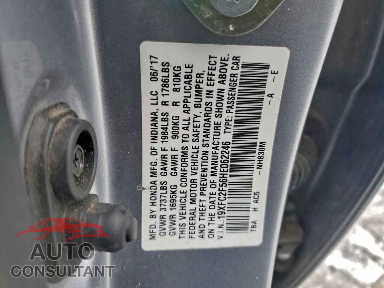 HONDA CIVIC 2017 - 19XFC2F56HE062246