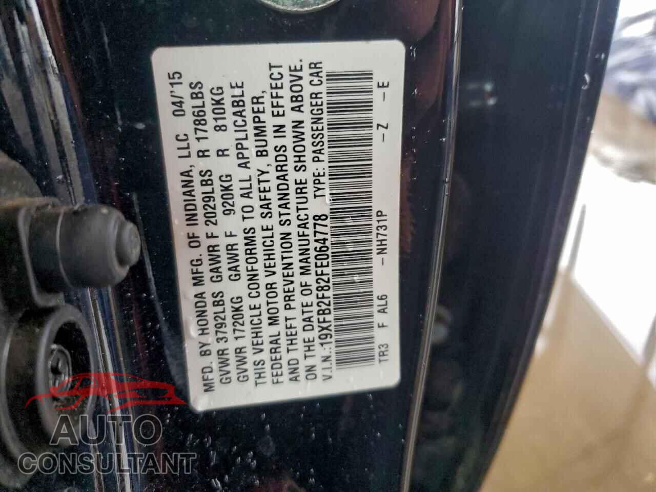 HONDA CIVIC 2015 - 19XFB2F82FE064778